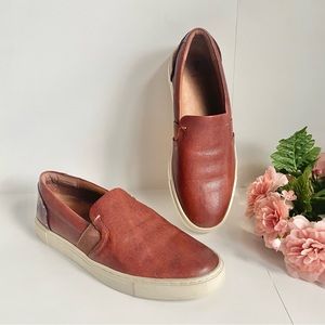FRYE Ivy Cognac Leather Slip-On Sneakers